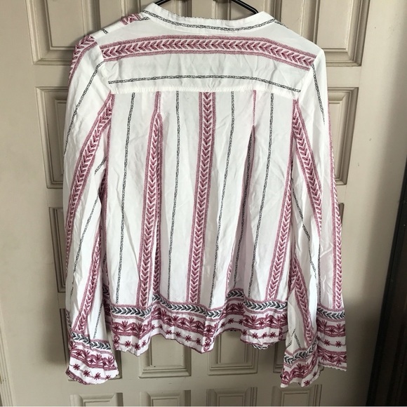 Loverich Boho Blouse White/Pink/Red Pretty SzM Long Sleeves Cropped - Picture 3 of 7